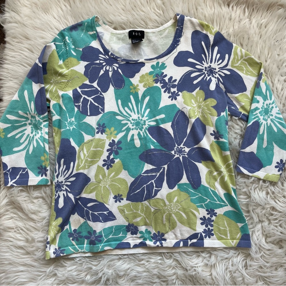Y2K Vintage RQT floral sweater size Large